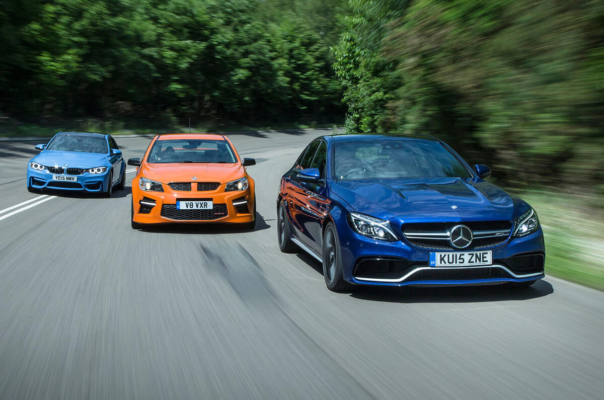 Mercedes Amg C63 Versus Bmw M3 And Vauxhall Vxr8 Gts Autocar