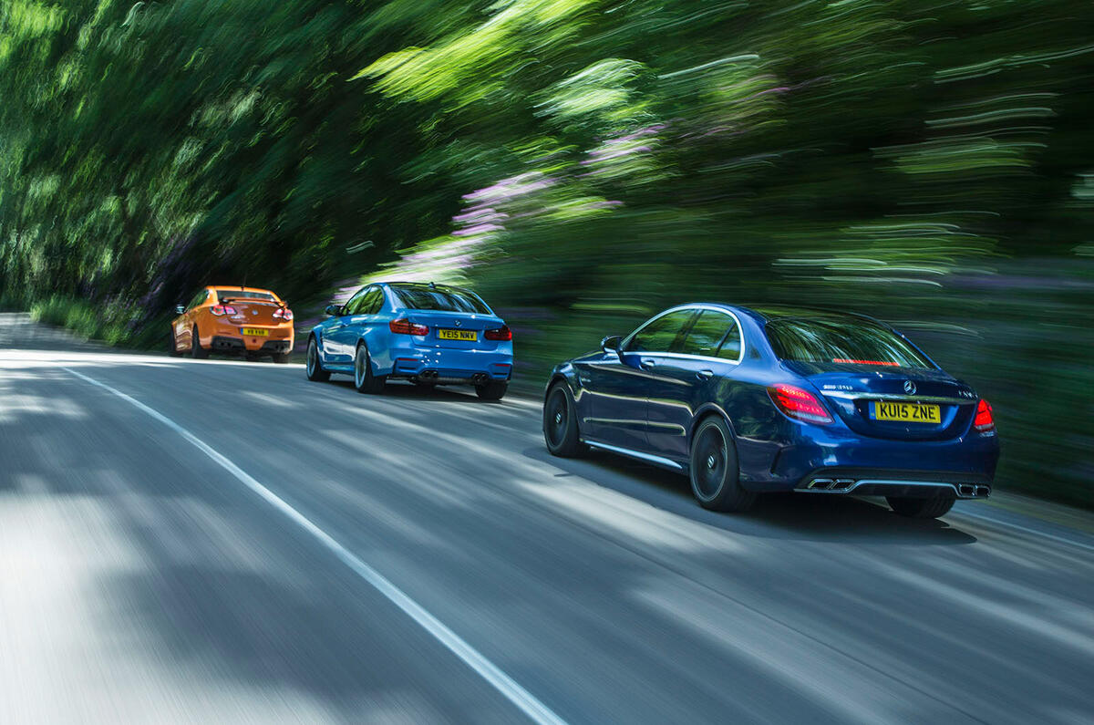 Mercedes Amg C63 Versus Bmw M3 And Vauxhall Vxr8 Gts Autocar