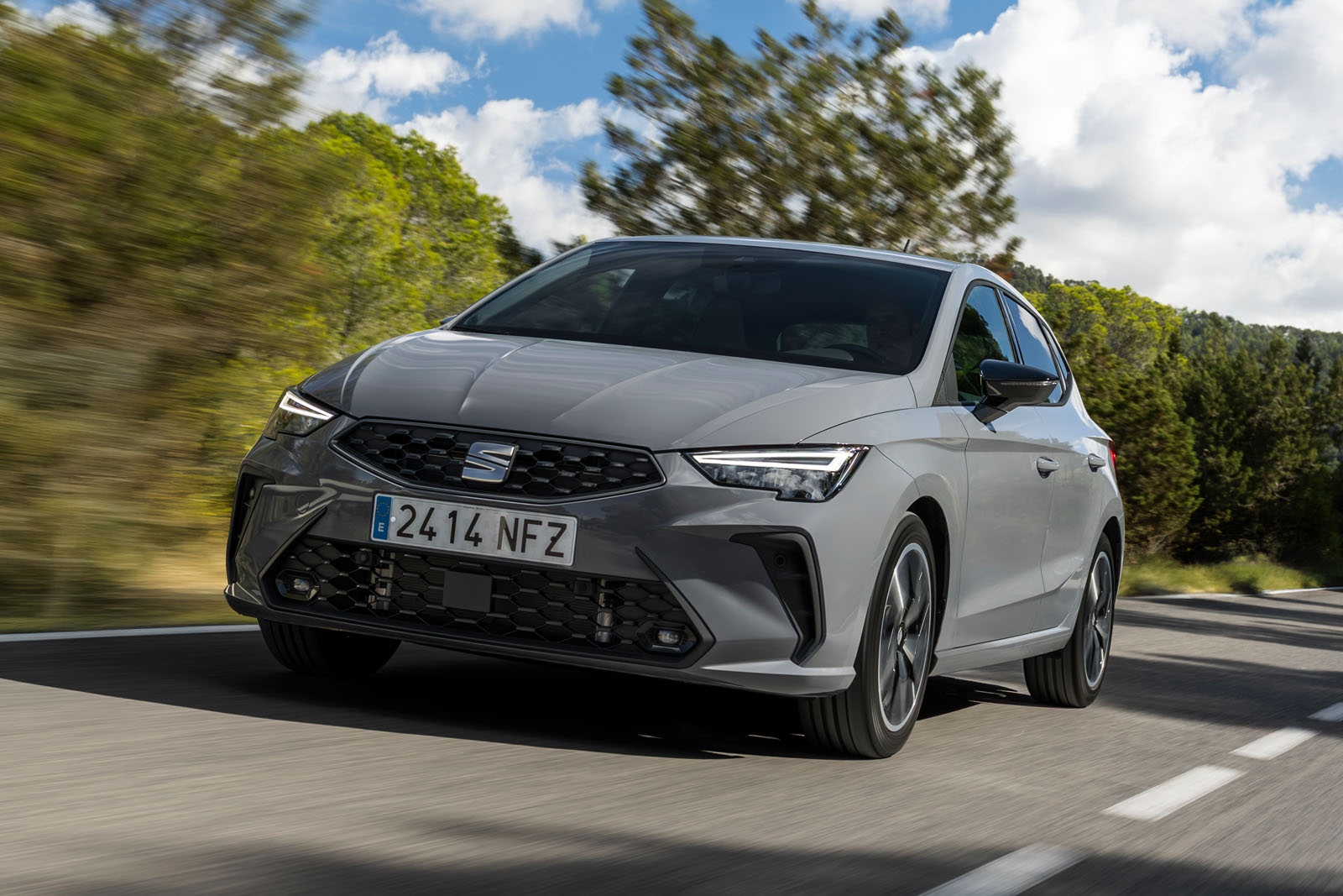 2026 Seat Ibiza front quarter tracking grey