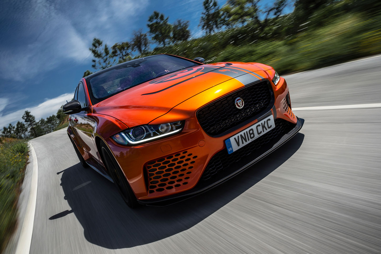 Jaguar XE SV Project 8 2018 road test review hero action