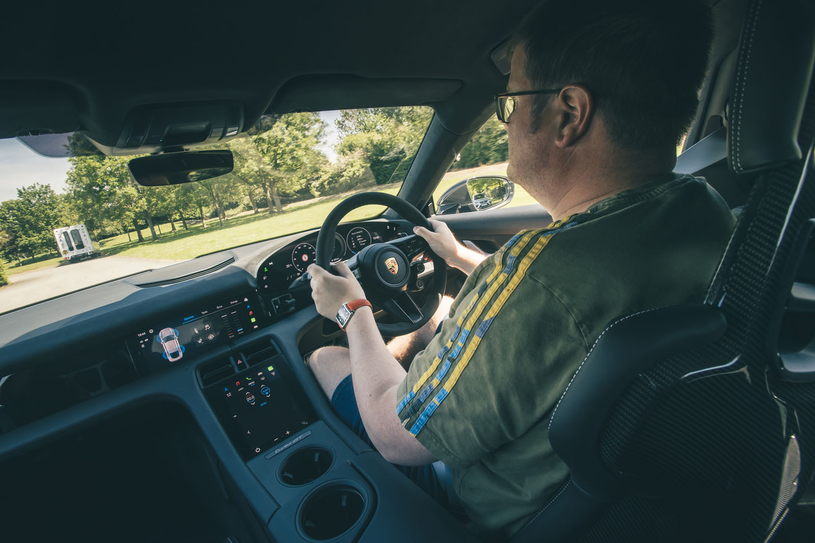 Porsche Taycan Turbo GT 2025 Review interior driving 40