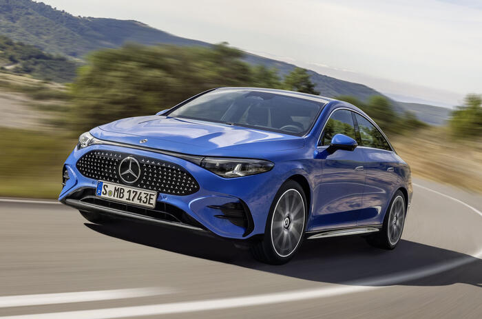 2025 Mercedes Benz CLA   blue car front cornering