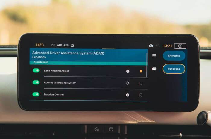 ADAS menu car touchscreen