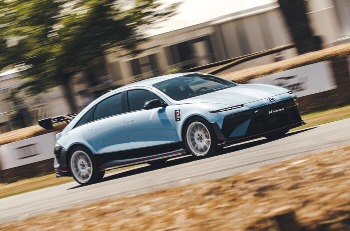 Hyundai Ioniq 6 N front quarter tracking