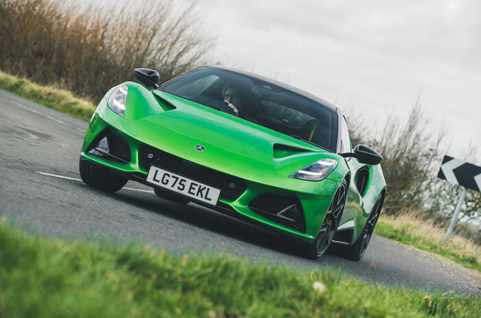 Lotus Emira V6 front quarter tracking