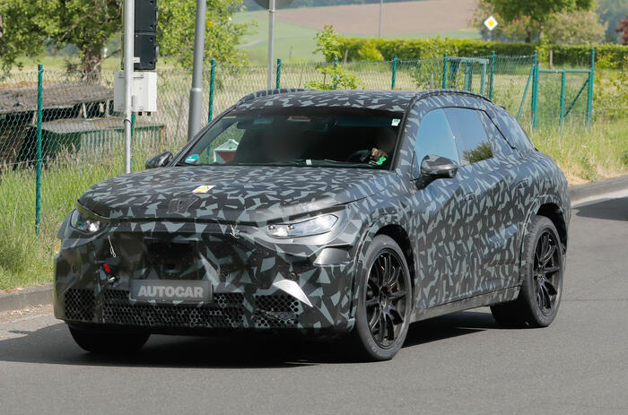 Mercedes AMG EV SUV camo front quarter
