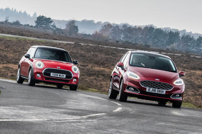 Mini hatch chasing Ford Fiesta