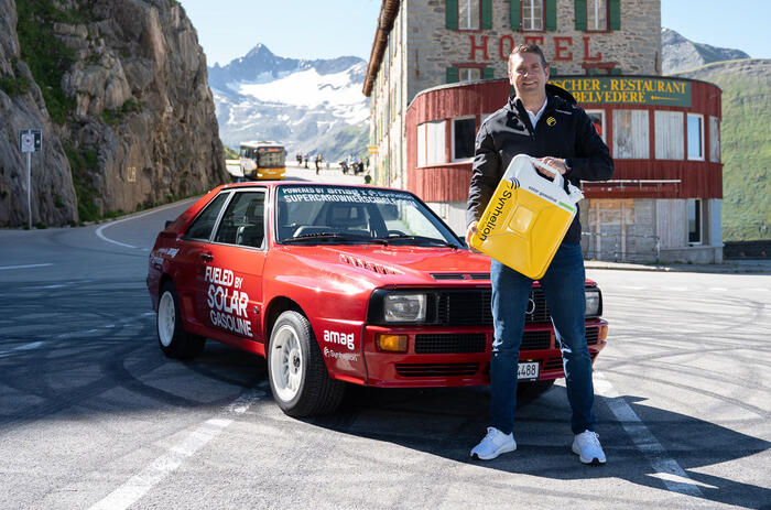 Synhelion founder Philipp Furler with Audi Quattro SWB