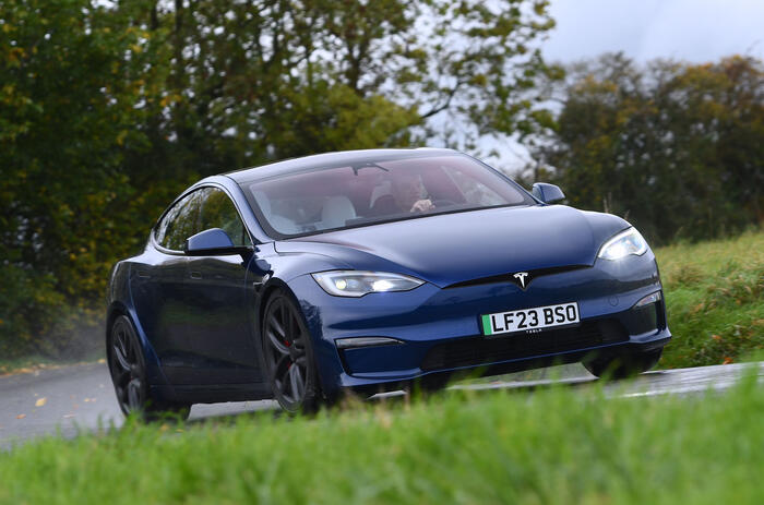 Tesla Model S Plaid front quarter tracking