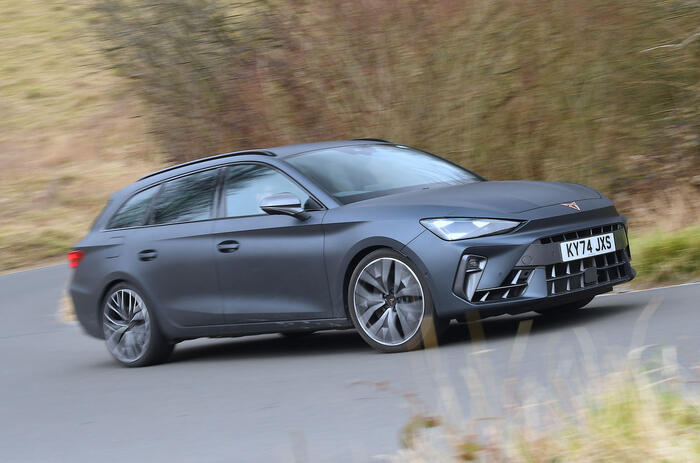 Cupra Leon VZ estate front quarter tracking