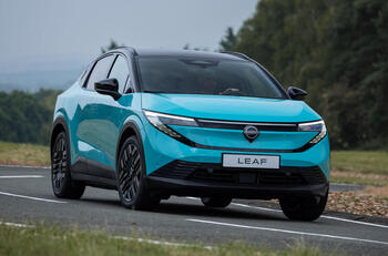 2026 nissan leaf front quarter tracking cornering