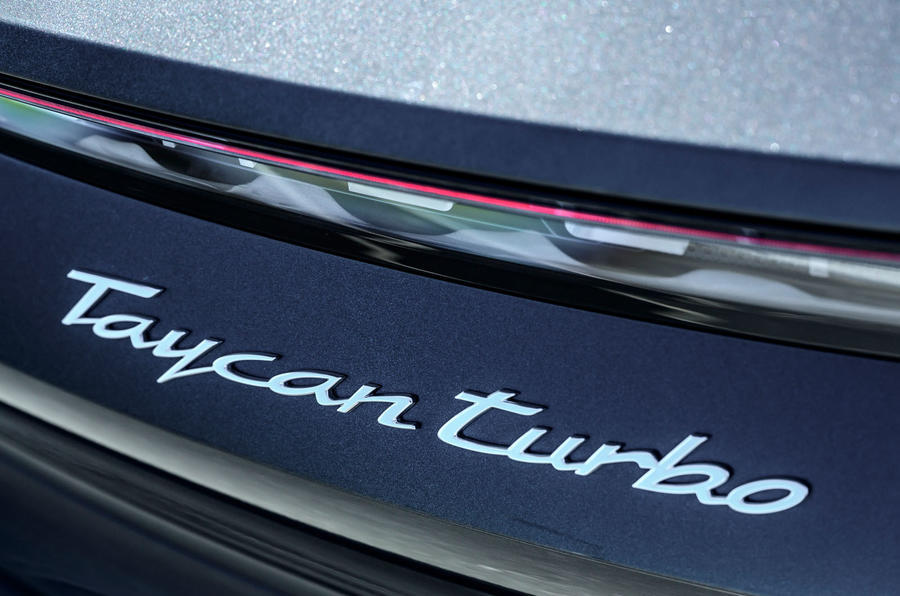 8 Porshce taycan turbo 2020 uk fd rear badge