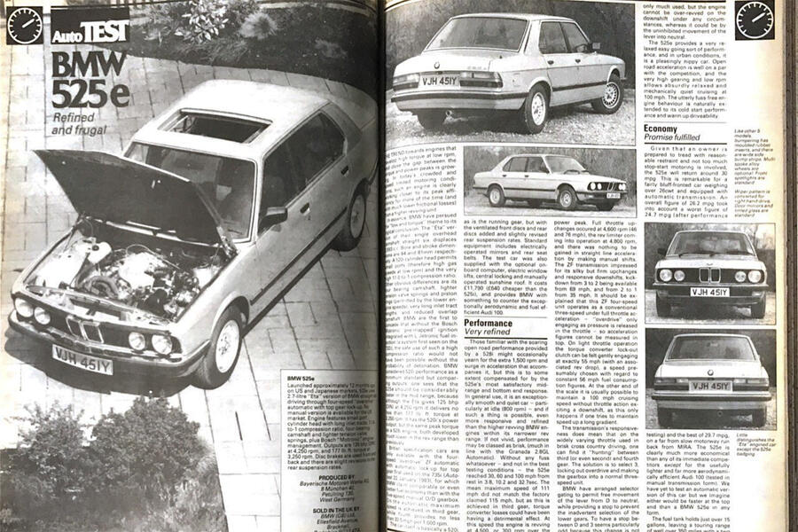 96 5500 Road tests feature bmw 525e p1