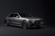 2025 Mercedes Benz S Class in studio   front three quarters
