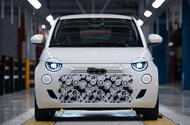 2026 Fiat 500 Hybrid prototype in factory front 2026 Fiat 500 Hybrid prototype in factory front