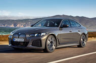 BMW i4 eDrive40 2025 front quarter tracking BMW i4 eDrive40 2025 front quarter tracking