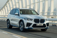 BMW iX5 hydrogen prototype front quarter tracking BMW iX5 hydrogen prototype front quarter tracking