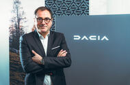 Denis Le Vot in front of Dacia logo