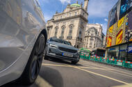 Polestar 2 driving Piccadilly Circus