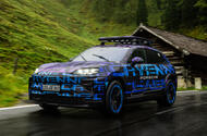 Porsche Cayenne Electric prototype front quarter tracking