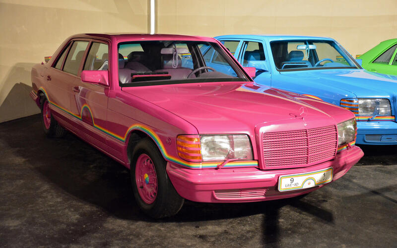 The rainbow Mercedes-Benz 500 SELs