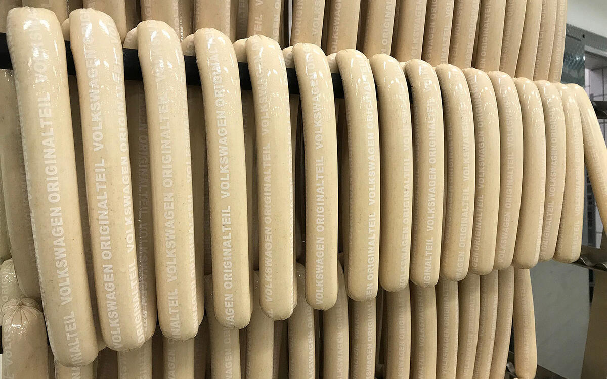 The peak year for currywurst production was 2015 The peak year for currywurst production was 2015