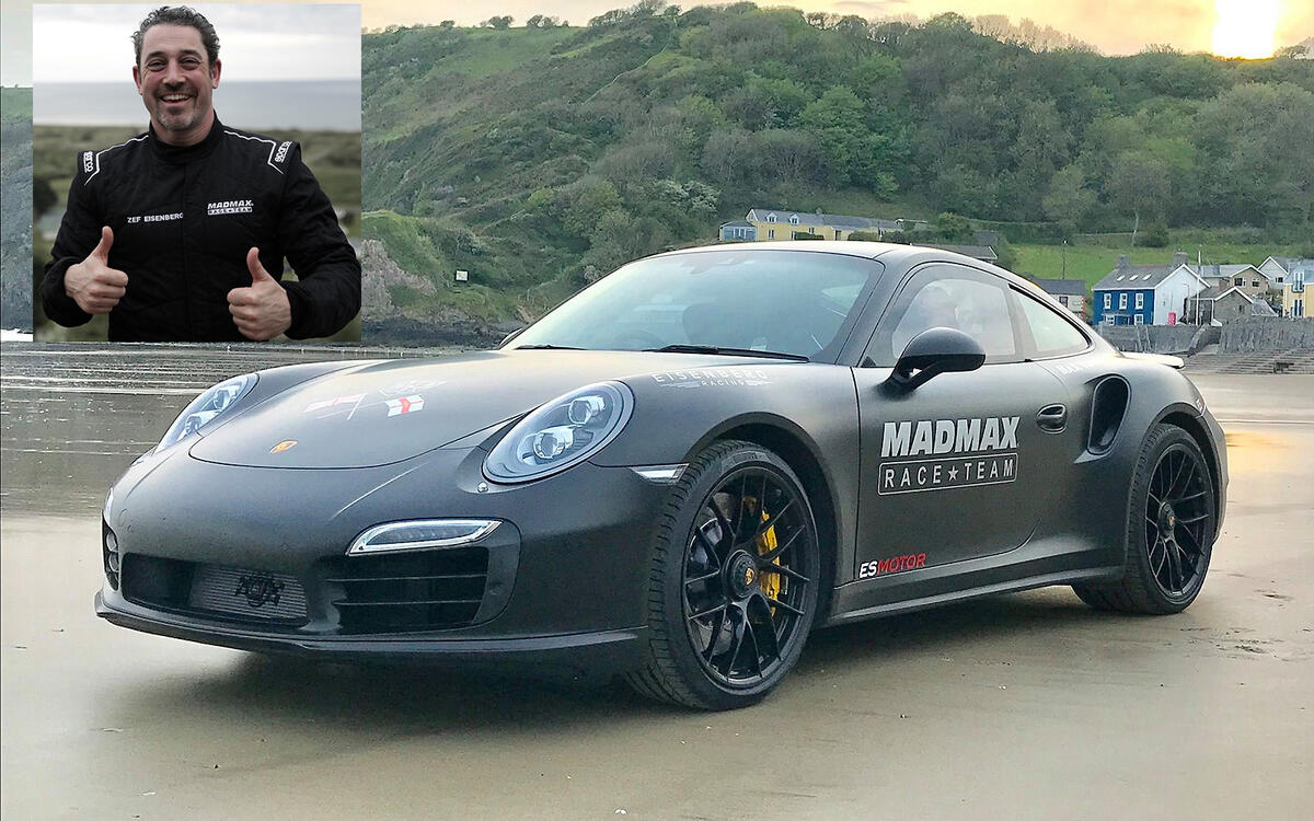 The Briton Zef Eisenberg became the fastest person to ever drive a car on sand, clocking up 210mph on a run at  Pendine Sands in Wales. The Briton Zef Eisenberg became the fastest person to ever drive a car on sand, clocking up 210mph on a run at  Pendine Sands in Wales.
