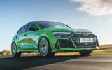 01 Audi RS3 2025 Autocar road test review main front driving