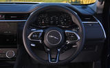 12 Jaguar F Pace P400e 2021 road test review steering wheel
