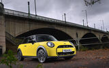 2024 Mini Cooper C 3dr in yellow   parked under Richmond bridge