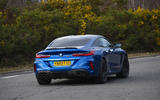 BMW M8 Competition coupe 2020 road test review - on the road rear BMW M8 Competition coupe 2020 road test review - on the road rear