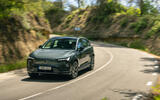 21 Volvo EX60 autocar road test review front driving