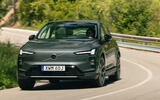 23 Volvo EX60 autocar road test review front cornering