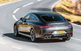 Mercedes-AMG GT four-door Coupé 2019 road test review - cornering rear