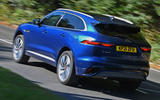 3 Jaguar F Pace P400e 2021 road test review tracking rear