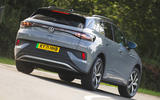 3 Volkswagen ID 4 2021 road test review cornering rear 3 Volkswagen ID 4 2021 road test review cornering rear