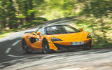 McLaren 600LT Spider 2019 road test review - cornering front
