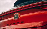 9 Cupra Leon Estate 2021 road test review rear badge 9 Cupra Leon Estate 2021 road test review rear badge