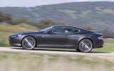 Doors open upwards at 12 degrees as well as outwards and have magnetic hinges, so they stay open at any degree Aston Martin Virage side profile