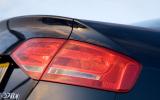 Indented vertical panel of bootlid is another drag-reducing feature Audi A4's rear lights