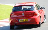 It's tricky to adopt a style and pace that allows the 1-series' front and rear tyres to reach their potential simultaneously BMW 1 Series rear cornering