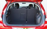 Boot is spacious enough, but the folded-down seat backs stick up somewhat Citroën C4 boot space