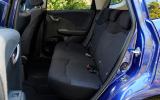Leg and headroom is excellent for a supermini; the cabin is light, spacious and airy Honda Jazz rear seats