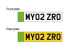 Green front and rear number plates