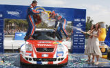 Ogier celebrating