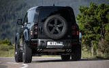 20 land rover defender v8 2021 uk fd cornering rear