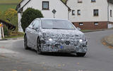 2022 Mercedes EQE spies cornering front