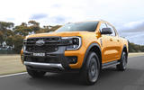 2022Ford NextGenRanger Wildtrak Front3QTR motion tarmac 2022Ford NextGenRanger Wildtrak Front3QTR motion tarmac