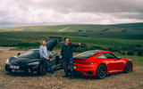 Porsche 911 and McLaren GT parked