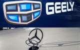 Geely logo and Mercedes badge